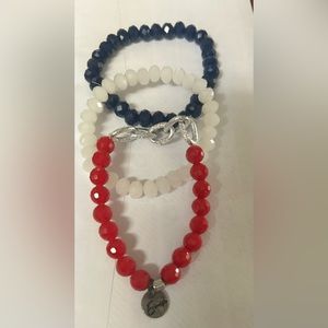 Red, white and blue bracelets